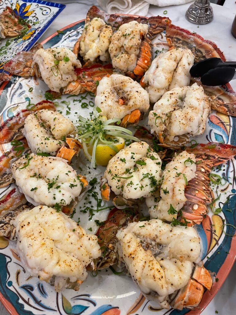 A plate of food that is on the table.
